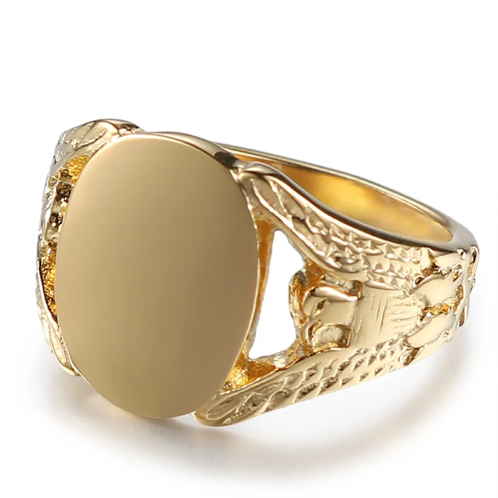 7-16 multi tamanho grande anel masculino feminino aço inoxidável banhado a ouro forma oval suave dedo jóias inofensivo proteção ambiental276n