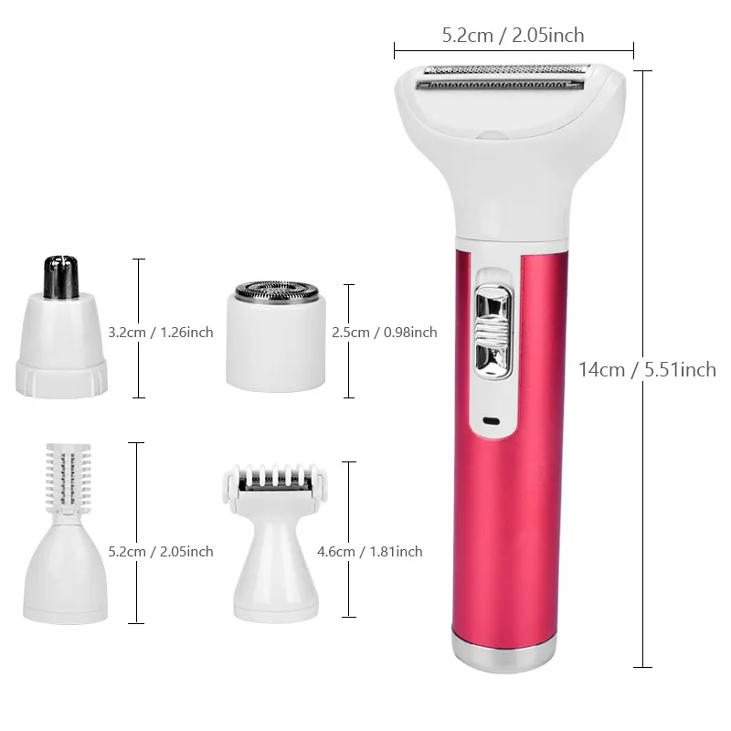 epilator 5 في 1 مزيل الشعر الكهربائي سيدة قابلة للشحن حلاقة الأنف القطع الحواجب المشكل الساق الإبط بيكيني نساء 220921