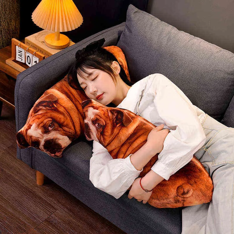 CM Söt livlig D Dog Plysch Toys Stuffed Soft Animal Doll Simulation Sleep Pillow SOFA CUSHION CARTOON HOME DECED GIFT J220704