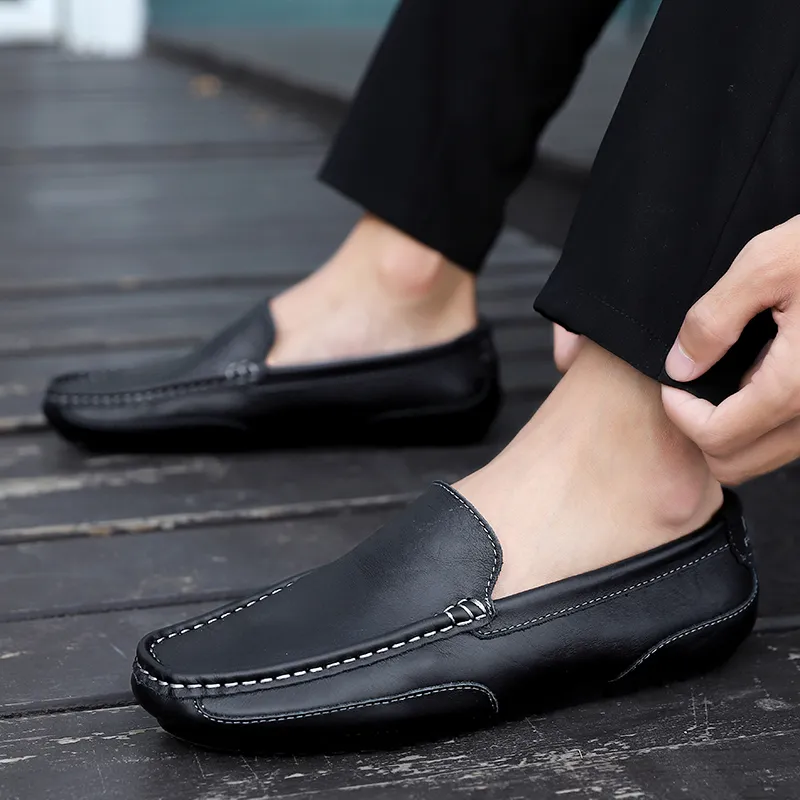 Genuine Leather Men Casual Shoes Brand Italian Mens Loafers Moccasins Breathable Slip on Formal Driving Shoes Men Plus Size 220321