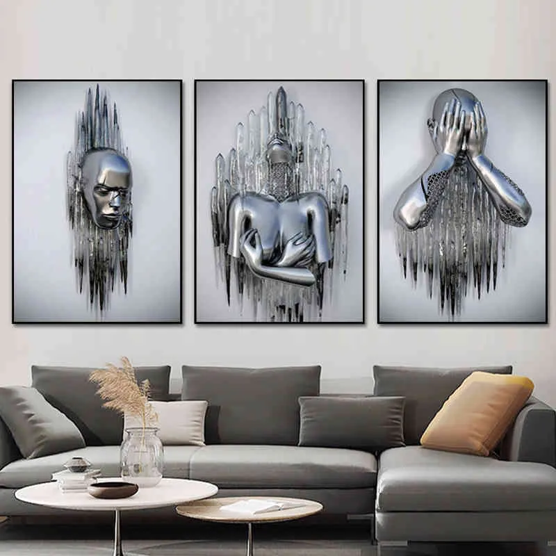 Metal Figure Statue Art Canvas Painting Romantic Abstract Posters And Prints Lover Wall Pictures Modern Living Room Home Decor4320189