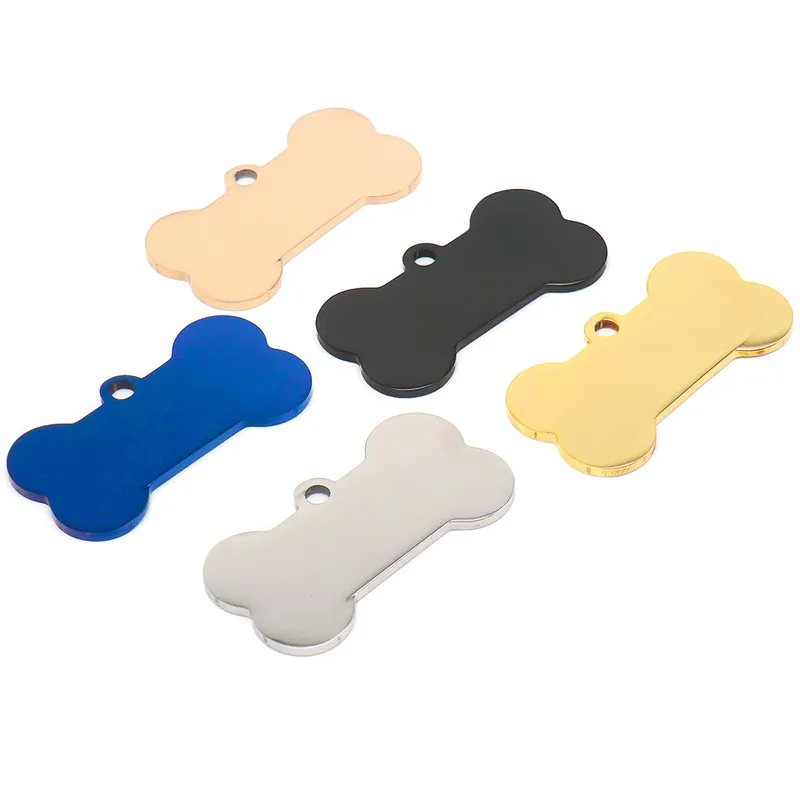 Partihandel 20st Bone Dog ID Tag krage rostfritt stål graverat halsbandskedja charm levererar husdjur katt tillbehör tom anpassad 220608