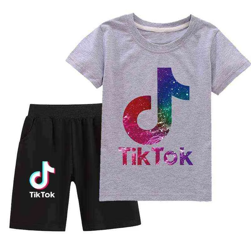 Tiktok casual suit boys' and girls' T-shirts and shorts 40002