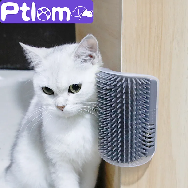 Chat auto-toiletteur avec herbe à chat doux chats mur coin Massage chat peigne brosse frotte le visage avec un peigne chatouillant fourniture de toilettage pour animaux de compagnie