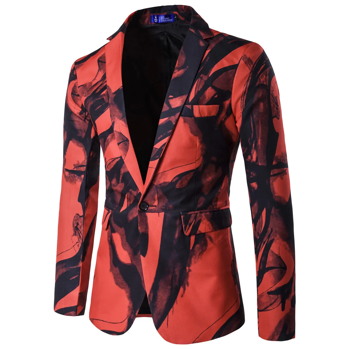 Men Suit Jacket One Button Ink Printing Party Wedding Graduation Fashion Designer Groomsman Dress Blazer X972