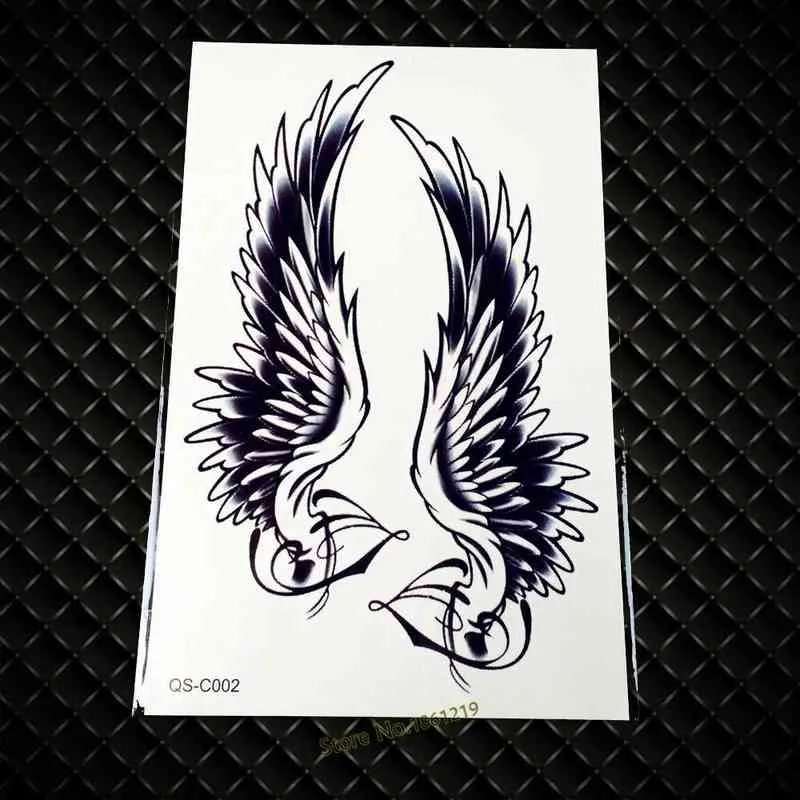 NXY Tymczasowy Tatuaż Cool Moda Duża Black Arm GQS C002 Sexy Angel Wings Feather Design Powrót Kobiety Henna Wodoodporna 0330