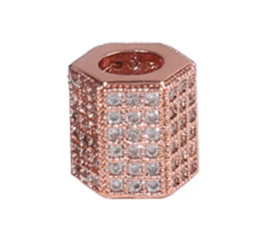 7mm Tube Crystal Micro Pave CZ Zircon Cubic Zirconia Beads Copper Silver Gold Black Plated Armband Accessories ED5U3