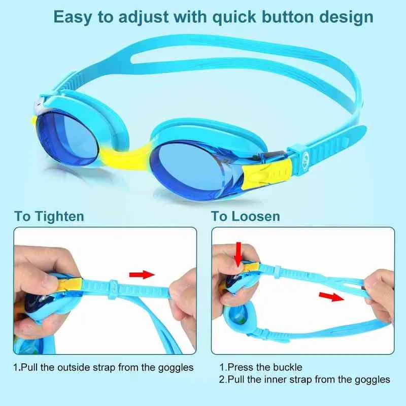 Findway Kids Swim Goggles Age3-14 Anti dimma ingen läcka Simning av barnglasögon Två split bekväm huvudrem för barn småbarn y220428