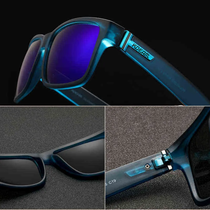 KDEAM 2021 nuevas gafas de sol polarizadas cuadradas negras para hombres, gafas Polaroid planas de diseñador, accesorios incluidos H2204196118452