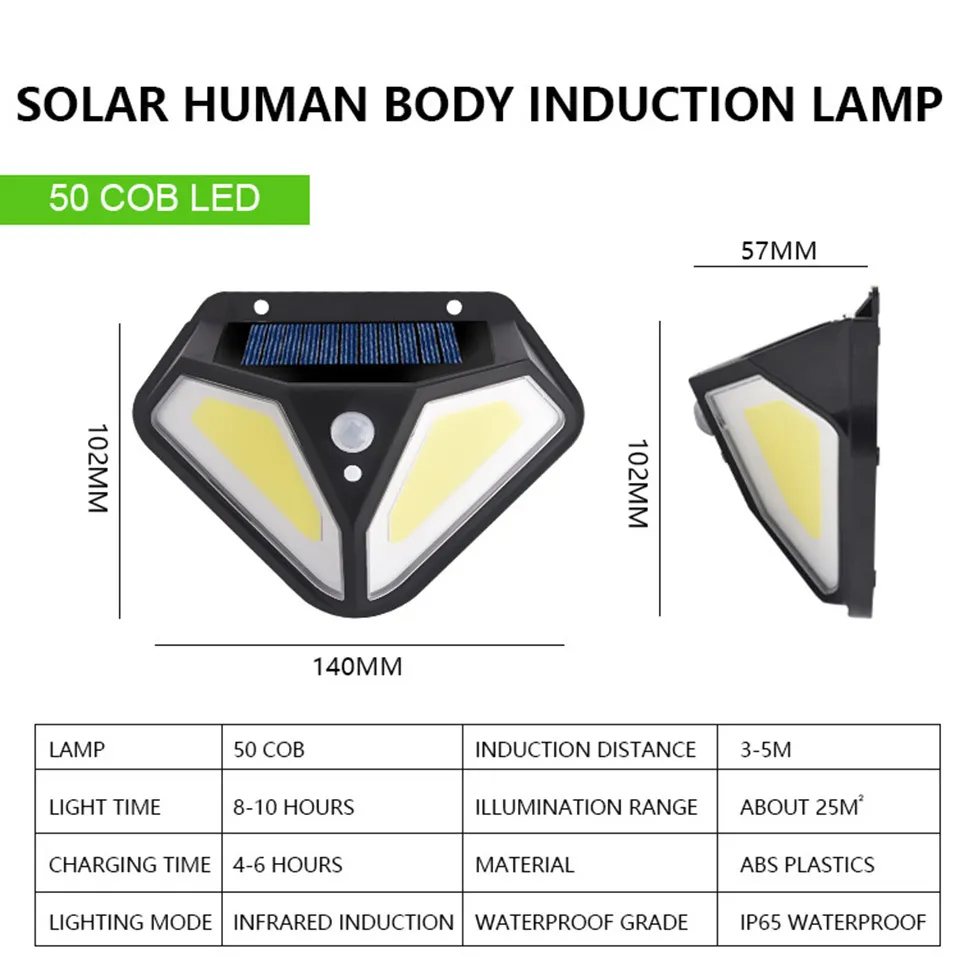 New Built in Battery Outdoor Wall Lamp COB LED Solar Light Powered Sunlight Waterproof Motion Sensor Street Light Garden Decoration