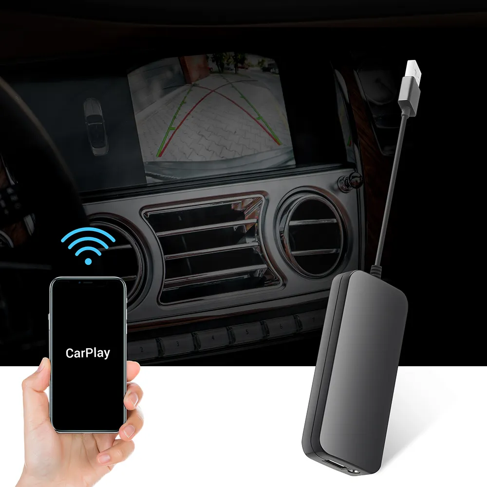 وصلة ذكية لاسلكية واي فاي Carlinkit USB لنظام IOS / Android CarPlay Dongle Mini USB Carplay Stick Module Car Navigation Player