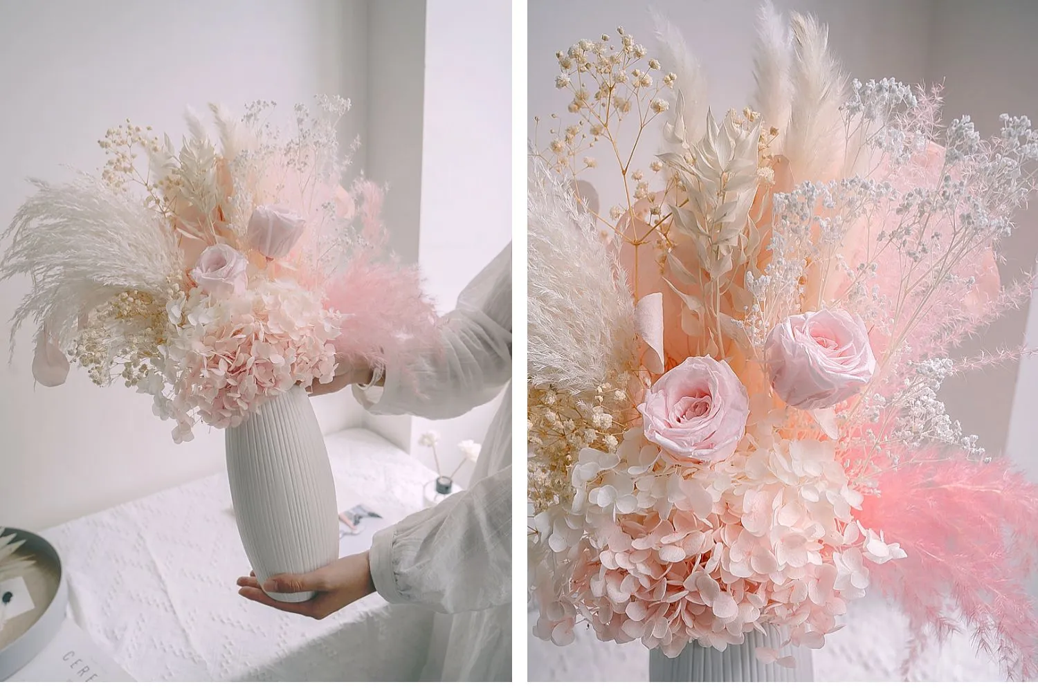 Odödlig hortensia för alltid ros babys andas naturligt torkad blomma bukett hem dekoration vardagsrum ins vas rum dekor gåvor2419897852