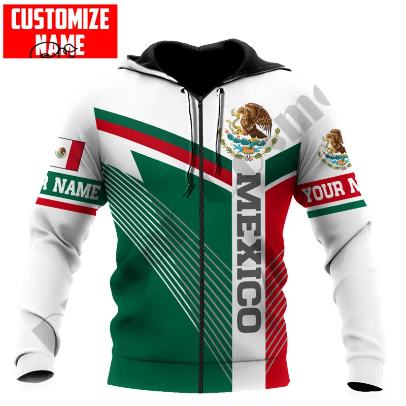 Plstar Cosmos 3Dprint Est Özel Adı Meksika Bayrak Kartal Eşsiz Erkekler Kadın Hrajuku Gündelik Sokak Giyim Hoodies Zip Sweatshirt 11 220713