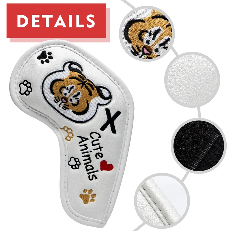 Cute Animal Design Golf Iron Head Covers Żelaze nakrycia głośno z białym kolorem i długą szyją 49 ASPX 2206203388820