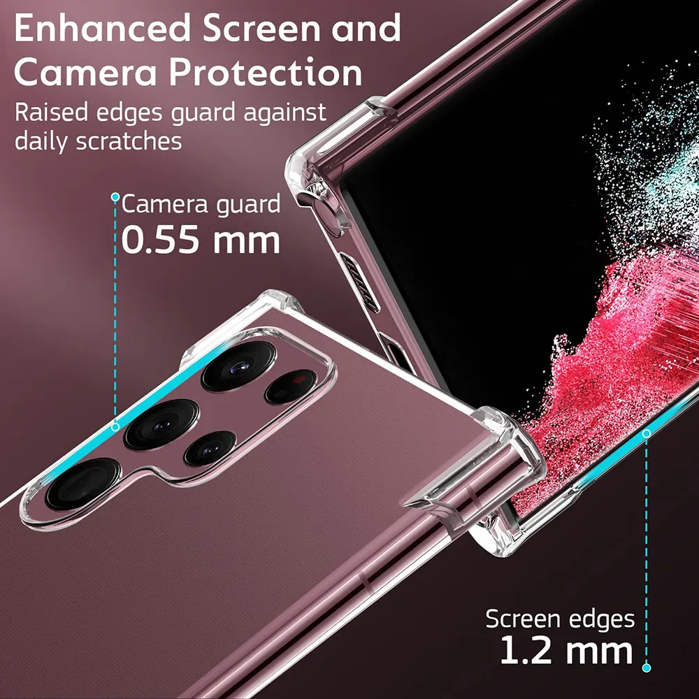 3D Airbag antichoc étuis en silicone pour Samsung Galaxy S22 S21 S20 Fe Plus Ultra mince clair couverture souple luxe Fundas Coque