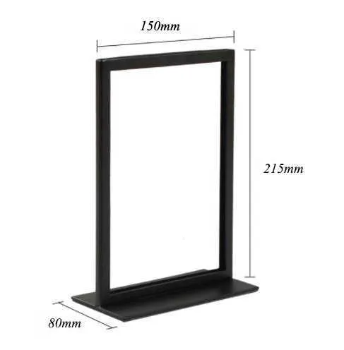 Top Gualidade A5 A5 Table Interior Poster Display Stand in Store Black Powder revestido de superfície Trimestre Menu superior Menu Frame