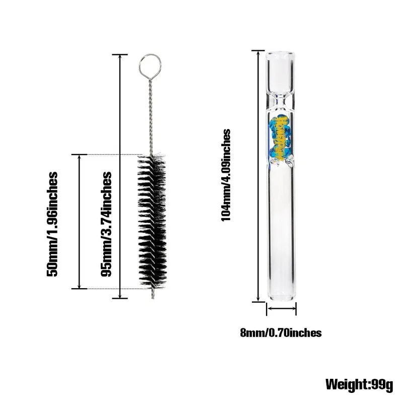 Ensemble de tuyaux de tabac portables en verre à haute teneur en Borosilicate, avec pointe de filtre en diamant, mallette de rangement en métal, petite brosse de poche