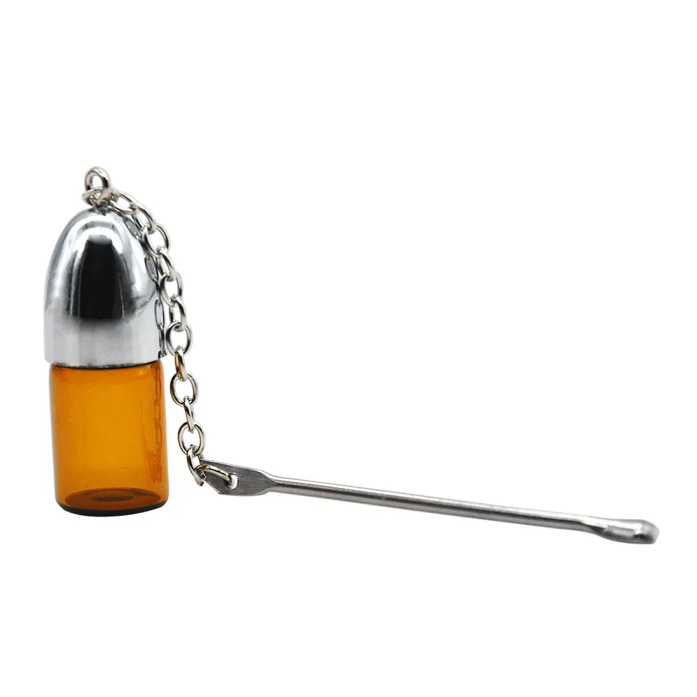 Accessoires pour fumeurs bouteille de tabac à priser vide en verre avec cuillère en métal renifler renifleur balle conteneur stockage distributeur étui à pilules