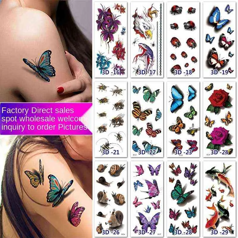 NXY Temporary Tattoo 3d Sticker Waterproof Small Bug Butterfly Flower s 0330