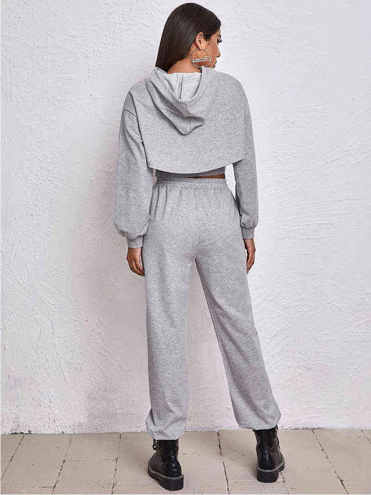 Women Athflow Style Hoodie Three-piece Suit Solid Crop Bare Midriff Sweatshirt Athleisure Vest And Pant Outfits Set For Sports T220729