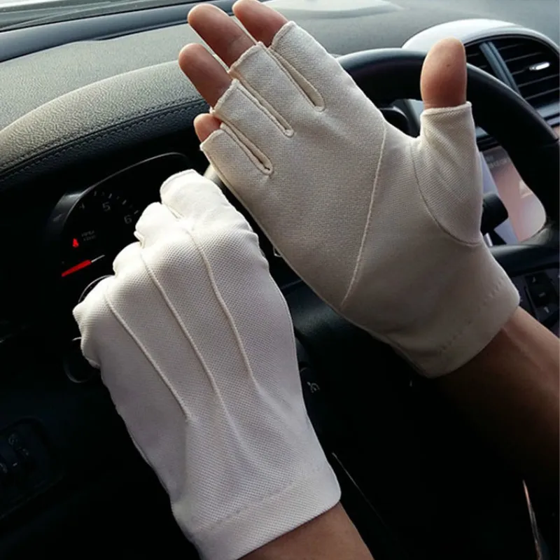 Men s Fingerless Anti Slip Driving Gloves Women Sun Protection Summer Male Thin Breathable Anti UV Cycling 220624