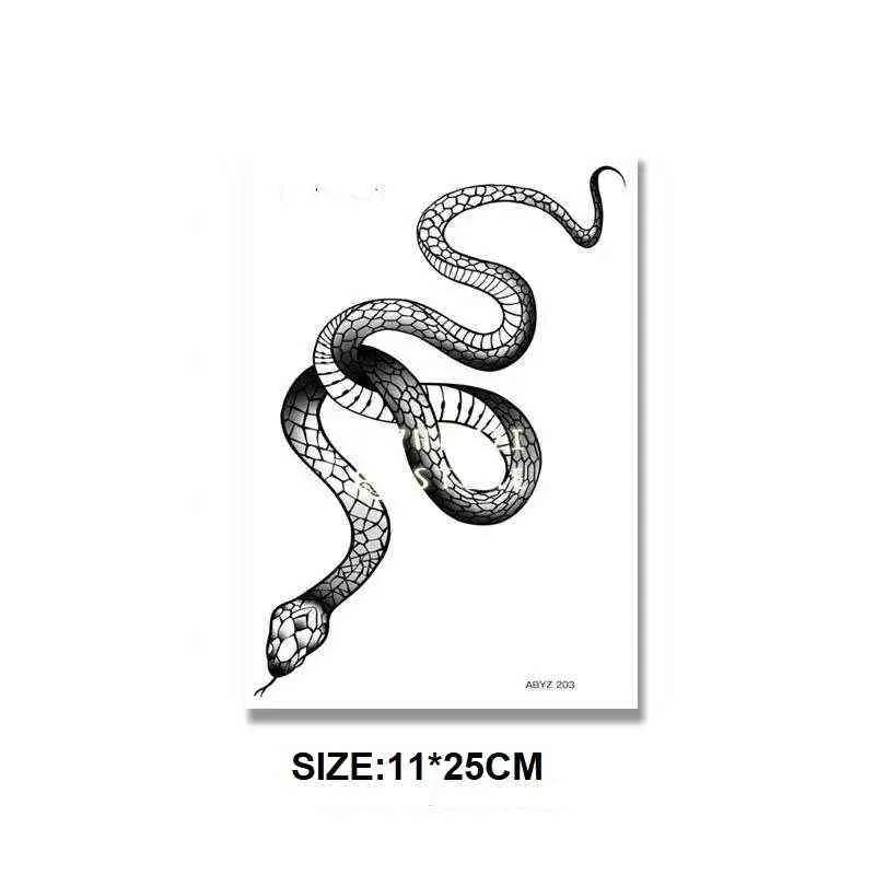 NXYの一時的な入れ墨の大きいサイズの黒い蛇のステッカー女性男性のボディウエスト防水偽のダークワイン0330