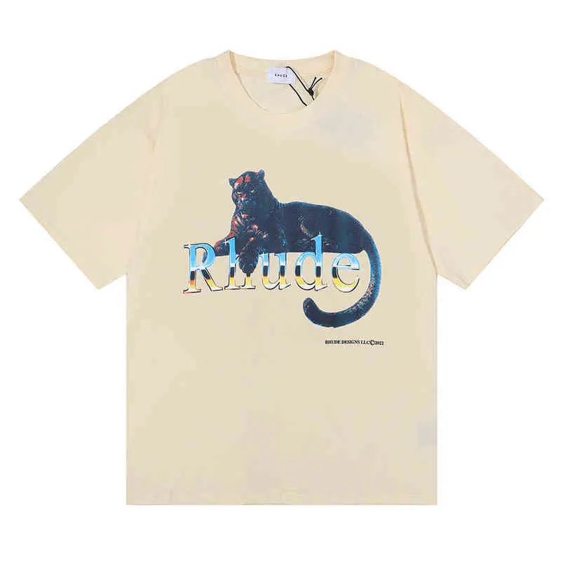 2022 Summer New Los Angeles Niche Fashion Dress Rhude Panther Print Large Loose Fat Tee