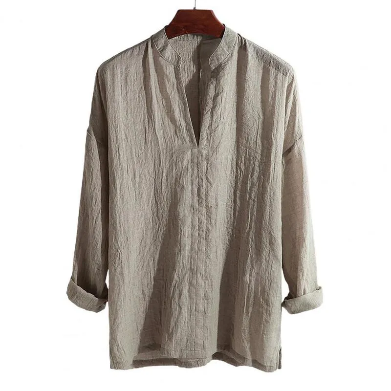 50 капля мужская блузка с твердым цветом дышащей подставки для воротника для мужчин 220813