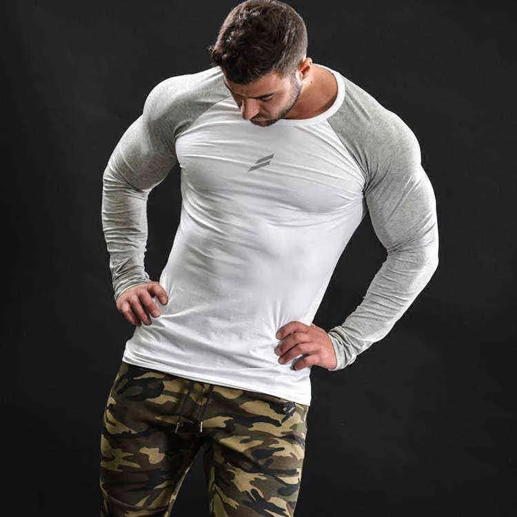 Herren Langarm T Shirts Frühling Sommer Dünne Hemden Männlich Tops Freizeit Bodybuilding Langarm Persönlichkeit Tees G220512