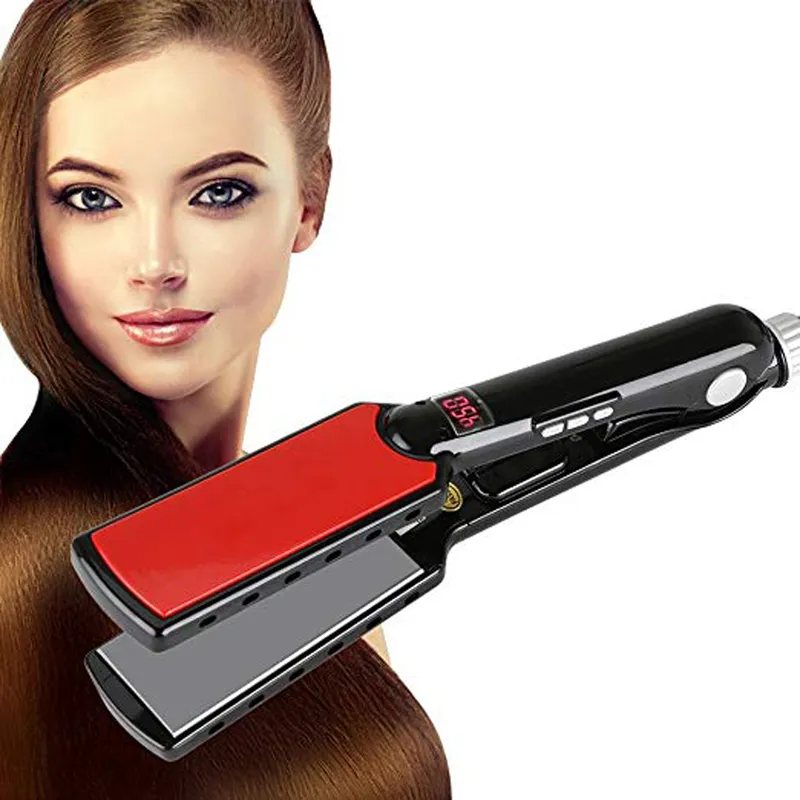 Professional 1.5 Inch Flat Iron Hair Straightener with Nano- Plate Instant Heat Up Anti- Frizz Dual Voltage Digital 220623
