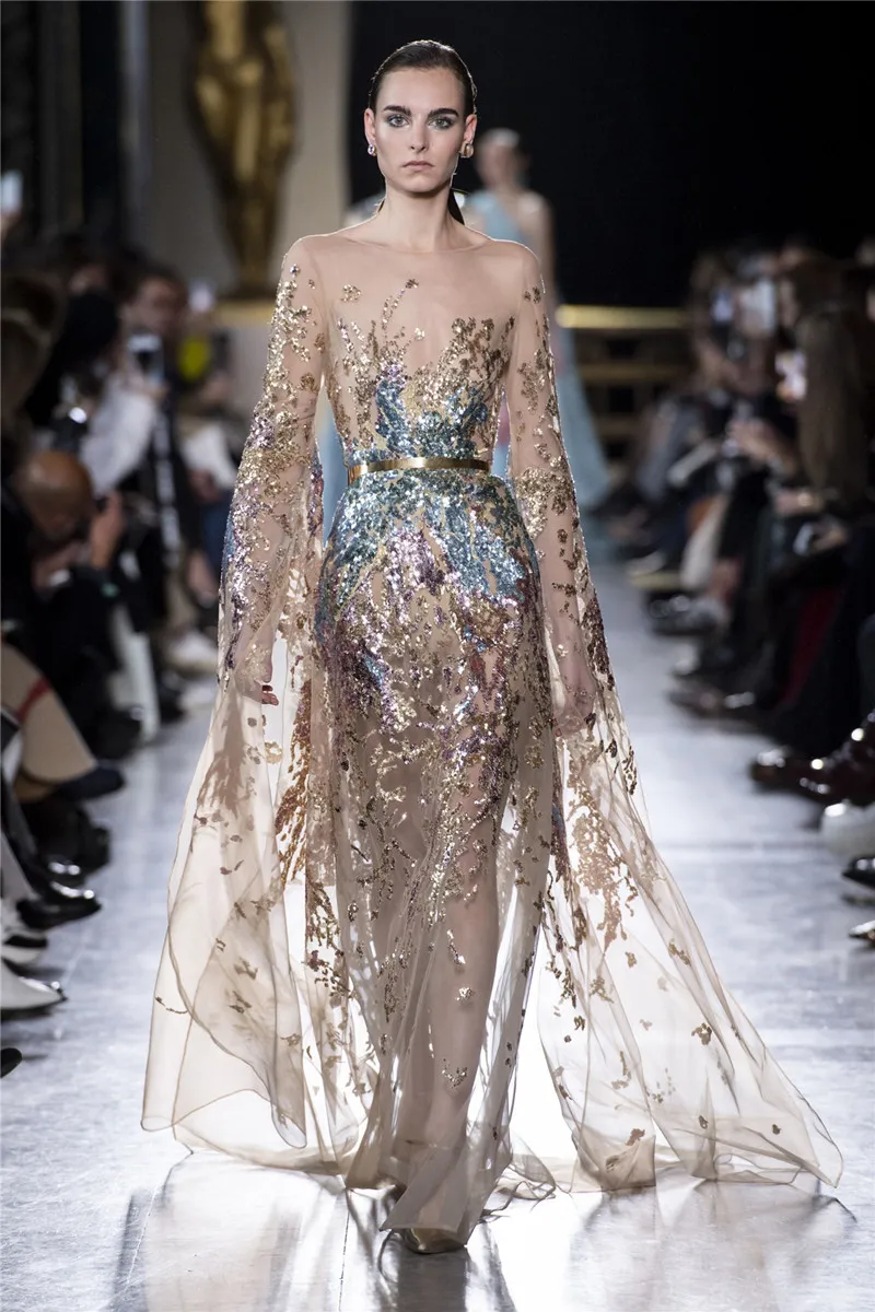 Elie Saab Haute Couture Evening Jurken Juwelnek Lange mouwen Prom jurk formele feestjurken speciale gelegenheid jurk