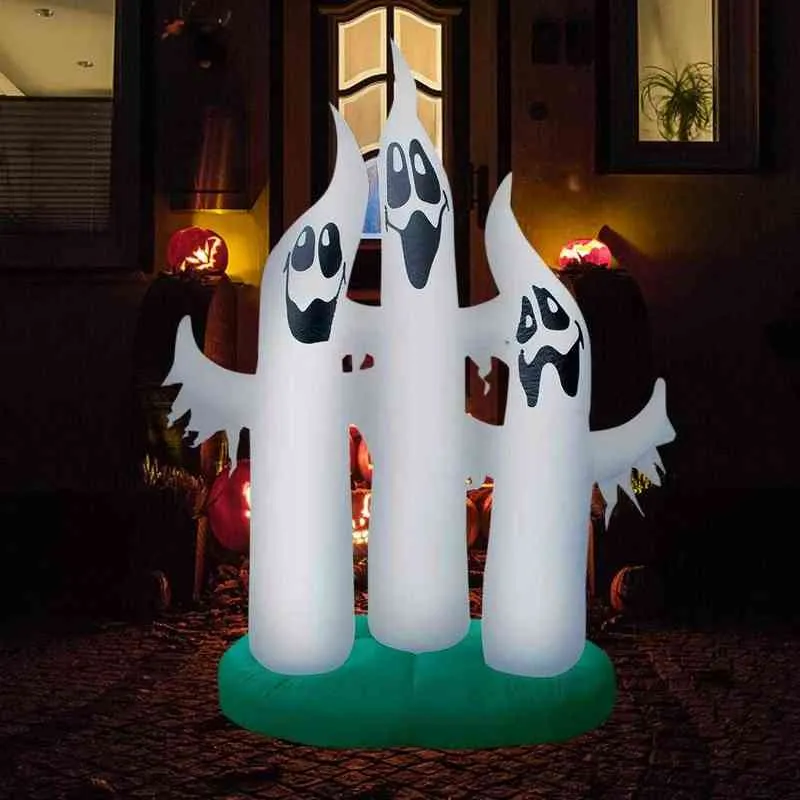 10ft lysande uppblåsbar spöke med inbyggda lysdioder utomhus Halloween-dekorationer för gårdsträdgård Lawn T220801