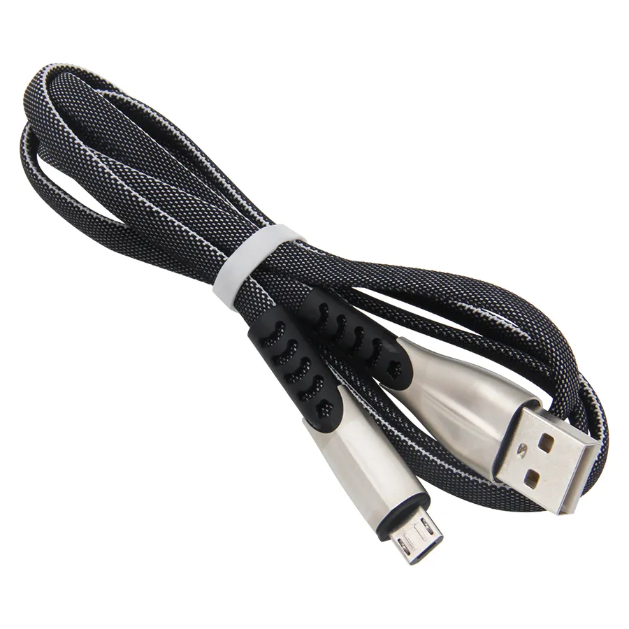 1M USB-typ C-kabel Fastladdning av zinklegering flätade USB-C Micro Datakabel för Xiaomi Samsung S9 S8 Huawei