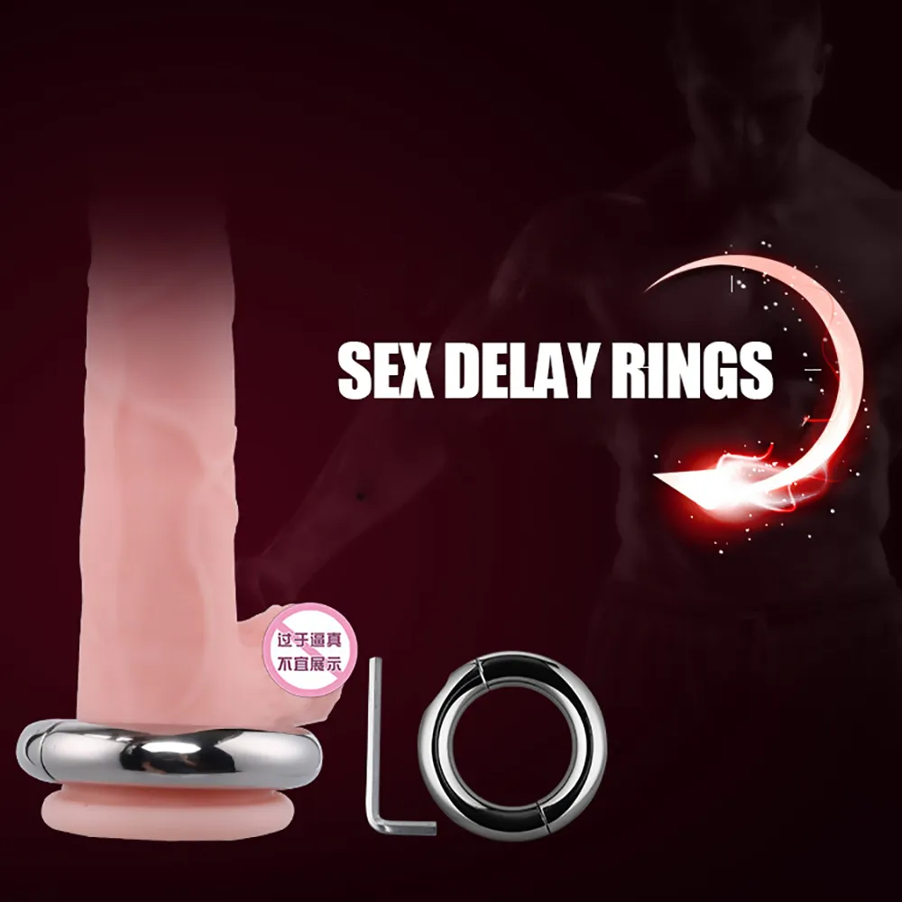 Sexig leksak för män rostfritt stål penisringar fördröjer långvarig metall kuk ring scrotum återhållsamhet testikel kyskhet enhet