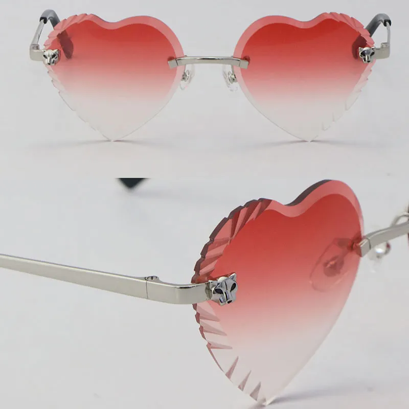 Новая модель формы сердца лицо лиц без оправы металлические солнцезащитные очки женщины из гетели с бриллиантами