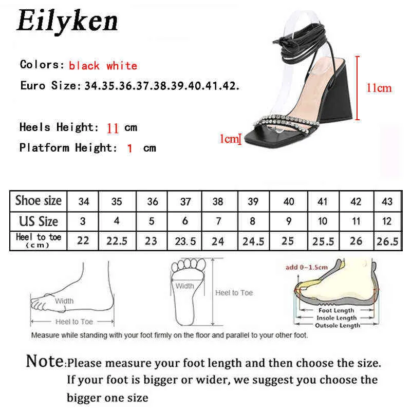 Sandales Eilyken élégantes dames robe de soirée chaussures mode cristal bride à la cheville bout ouvert Triangle talons carrés femmes 220317