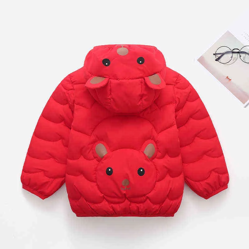 Cute Bear Girls Down Jacket Keep Warm Casual Autunno Inverno Ragazzi Giacca con cappuccio Zipper Baby Capispalla 2 3 4 5 anni Abbigliamento bambini J220718