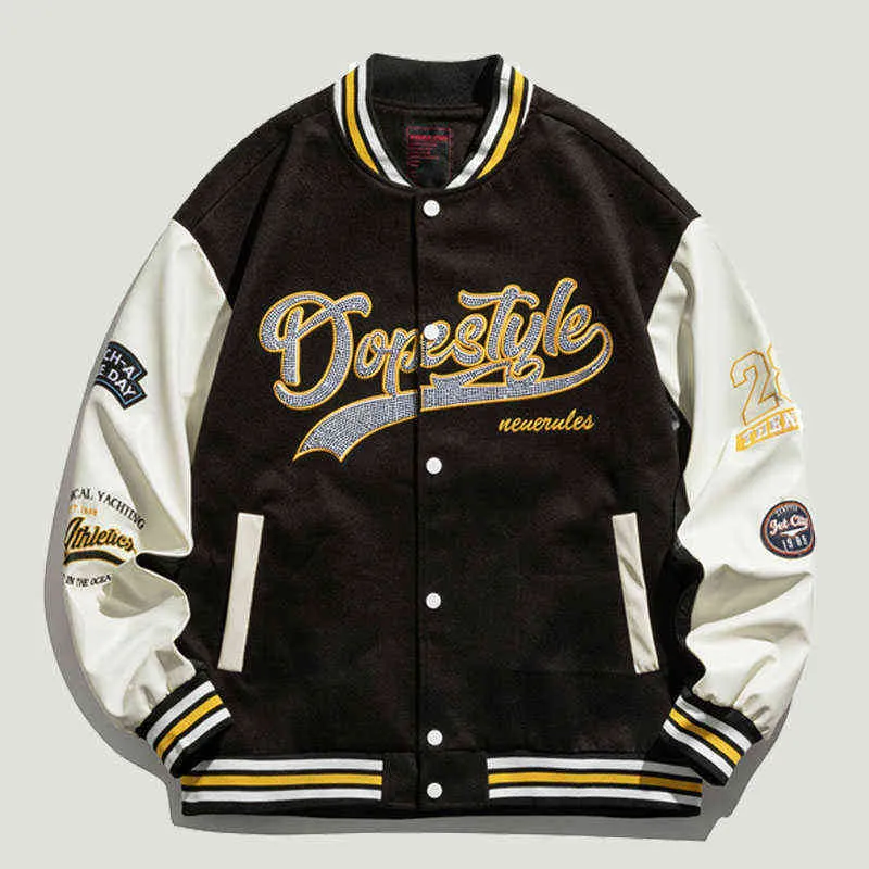 Ny Bomber Baseball Jacket Mens Hip Hop Letter Brodery Patchwork Spring Autumn Streetwear Loose Casual Varsity Coats Par T220728