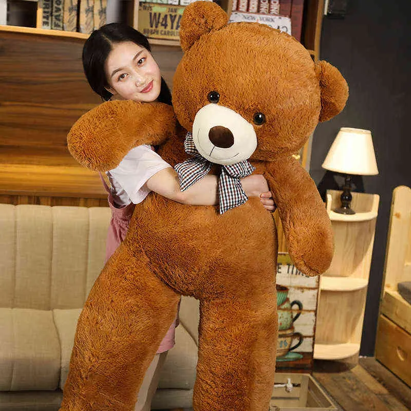 Großer schöner Teddybär mit Schleife, Plüschtier, niedliches gefülltes weiches amerikanisches Kissen für Kinder, Mädchen, Valentinstagsgeschenk J220704