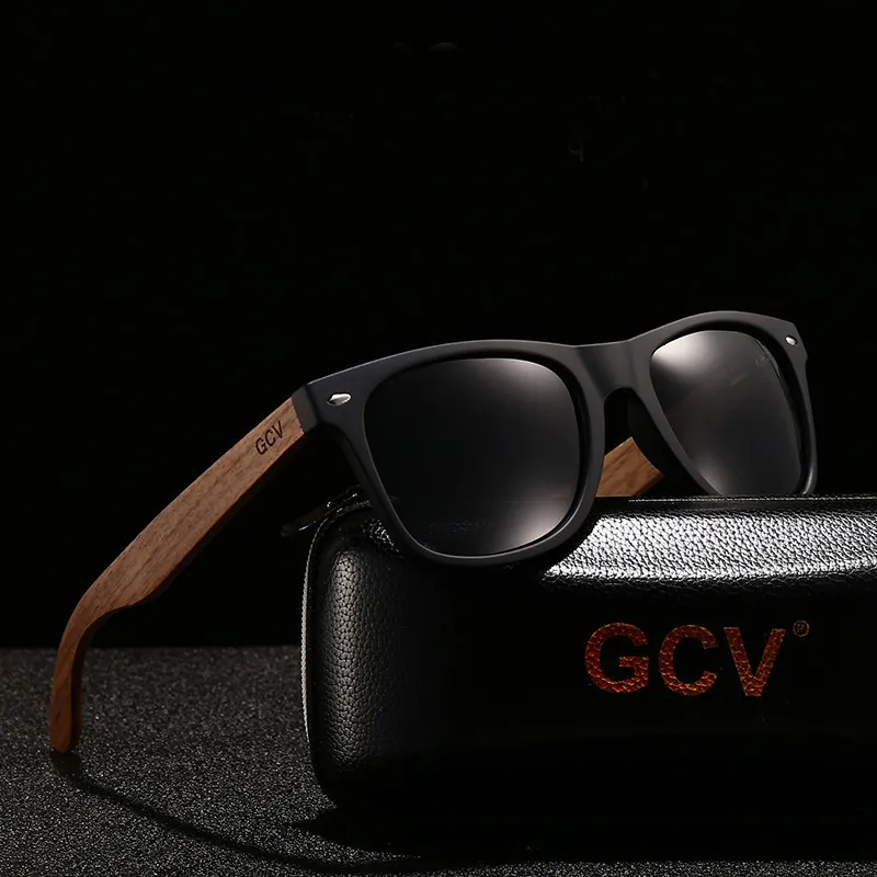 GCV Brand Natural Wooden Sunglasses Men Polarized Fashion Sun Glasses Original Wood De Sol Masculino TR90 Frames 220514