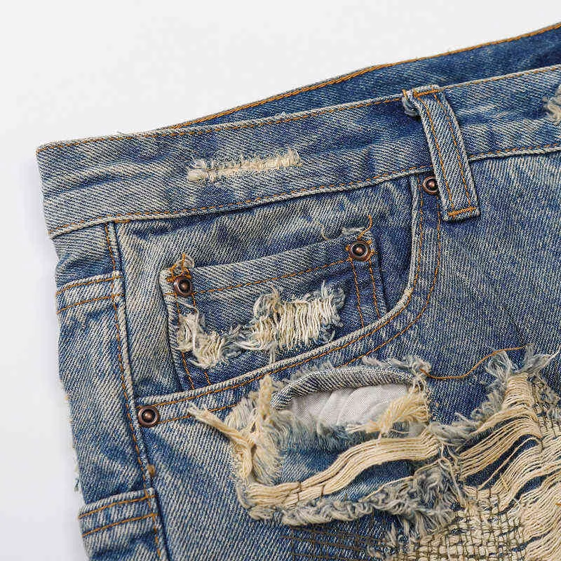 Hip Hop Hole Damage Straight Jeans Men Women Good Quality Vintage High Street Casual Cowboy Pants T220803