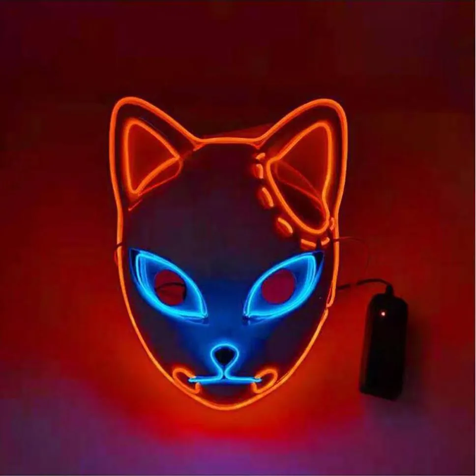 Demon Slayer Fox Mask Halloween Party Japanse anime cosplay kostuum LED Masks Festival Favors FY7942 0727