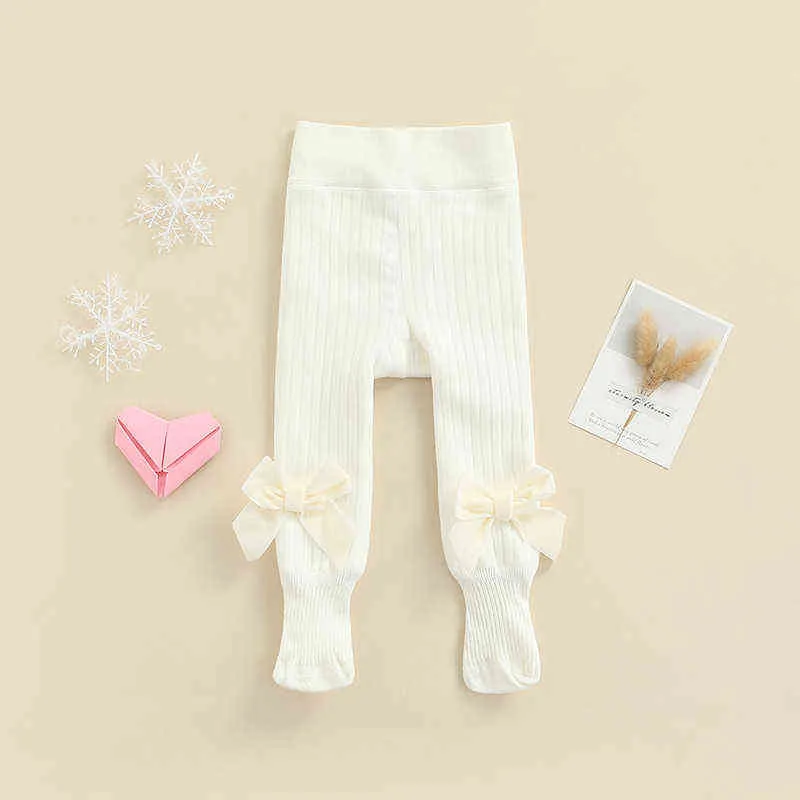 Winter Baby Girls Panty Warm Thick Leggings Stockings Bow Panty Knitted Cotton Kids Stocking Baby Accessory J220621