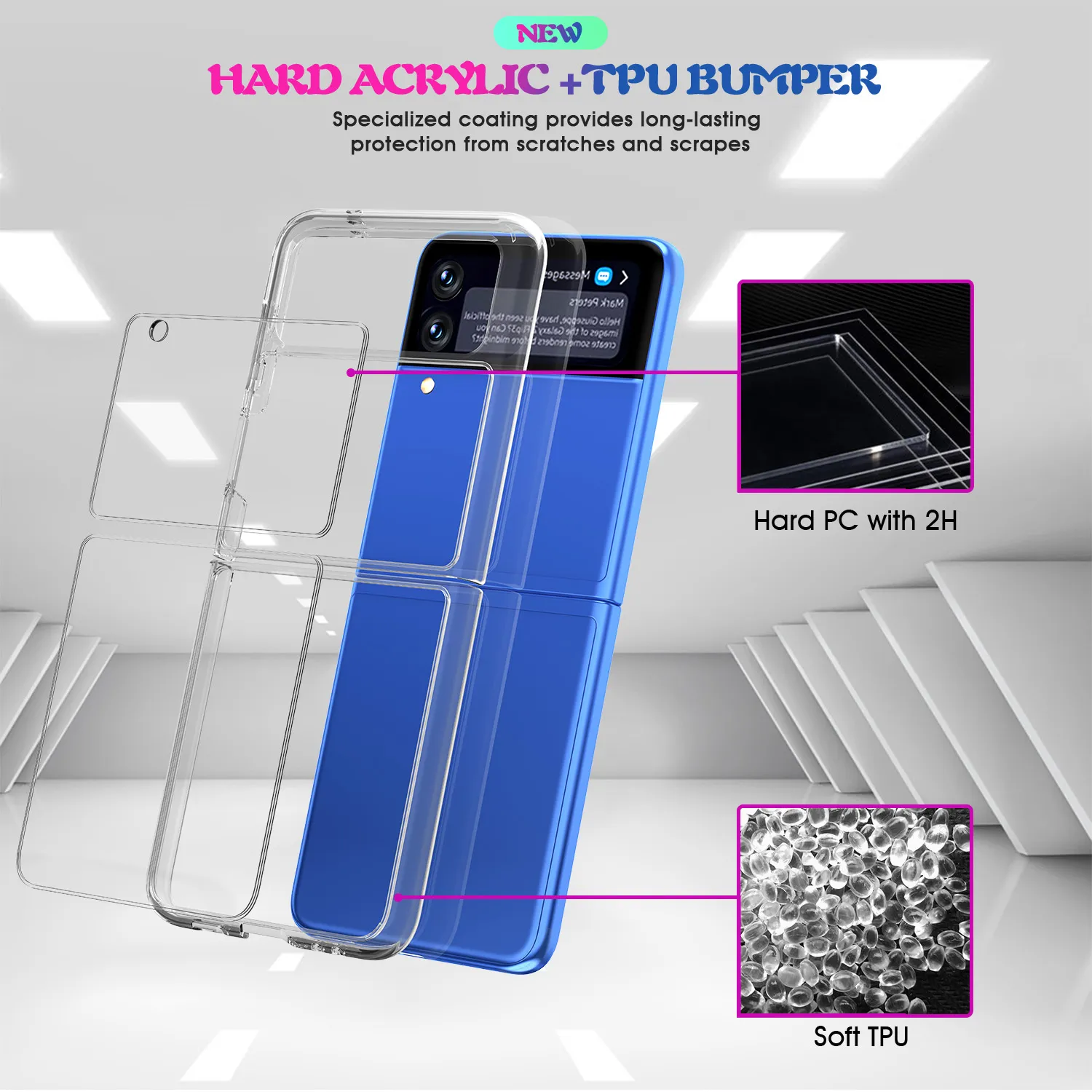 Étuis celulaires en silicone souple TPU/PC pour Samsung Galaxy Z Flip 3 Fundas Capa coque antichoc cristalline coque arrière Plip 3