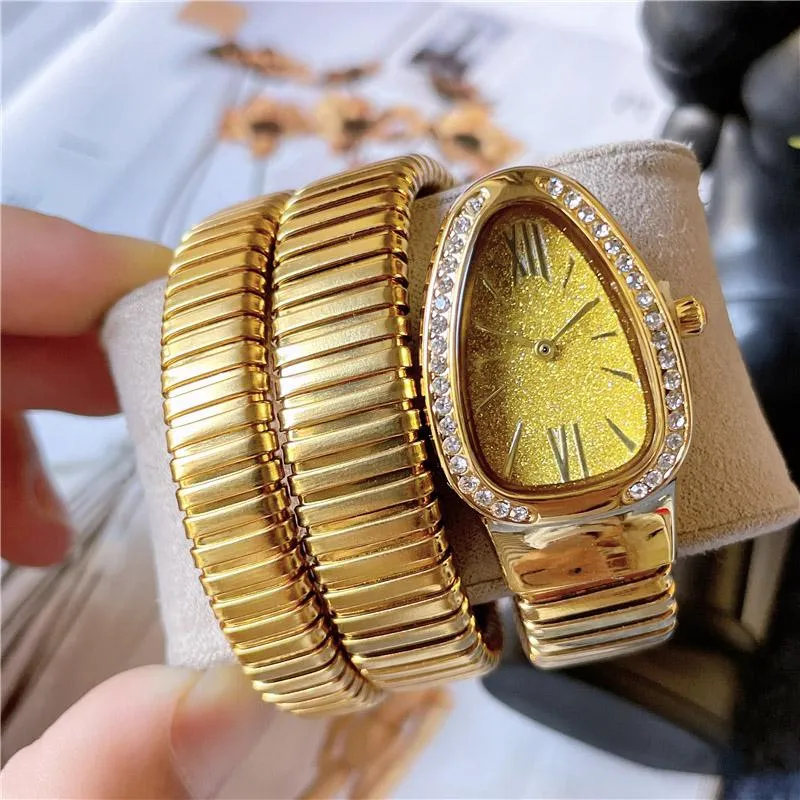 Brand Wrist Watches Women Girl Ladies Snake Shape Diamond Style Luxury Steel Metal Band Quartz Clock BV10