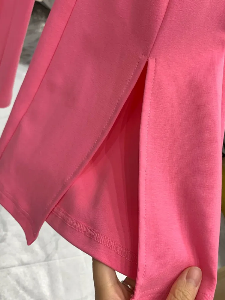 Разделенные повседневные расклешенные брюки Слим короткий футболка двойной спортивный костюм Женские женские костюмы 220530