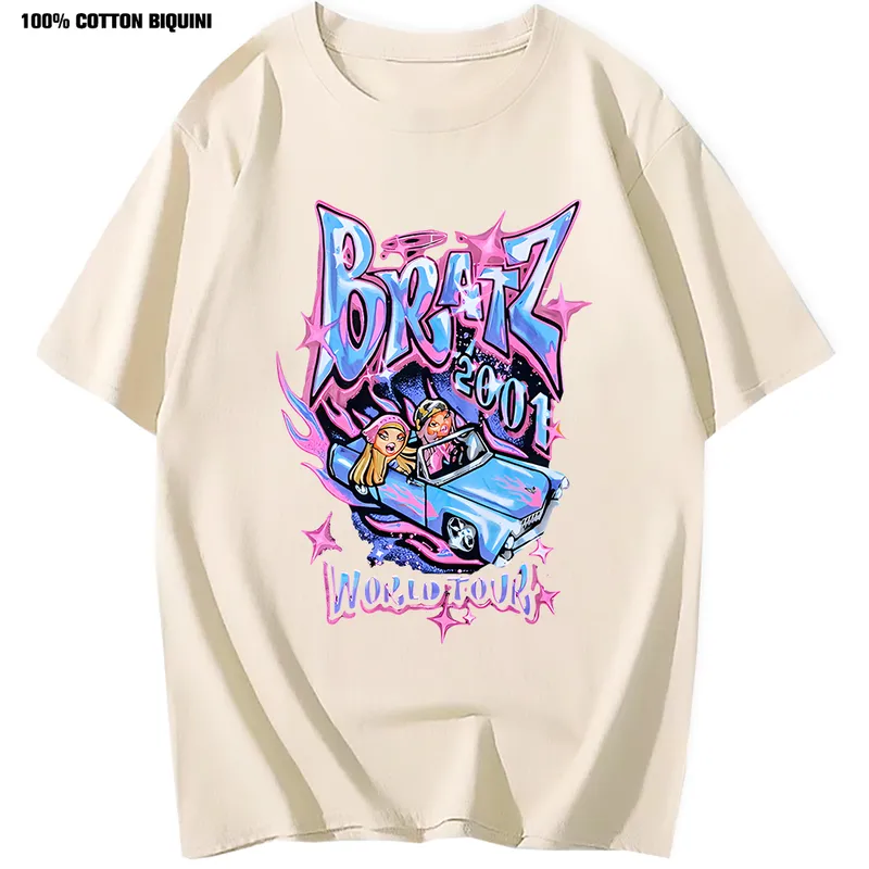 Bratz T Shirts Mujeres Camiseta de gran tamaño Estética Harajuku Y2K Tops Hombres Streetwear Negro Casual 100% Algodón Camiseta de manga corta 220607