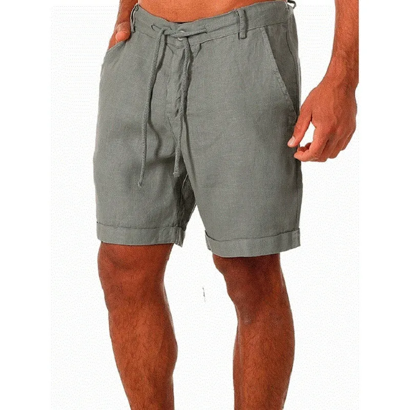 KB Herren Baumwolle Shorts Hosen Männliche Sommer Atmungsaktive Einfarbige Leinenhose Fitness Streetwear S4XL 220705