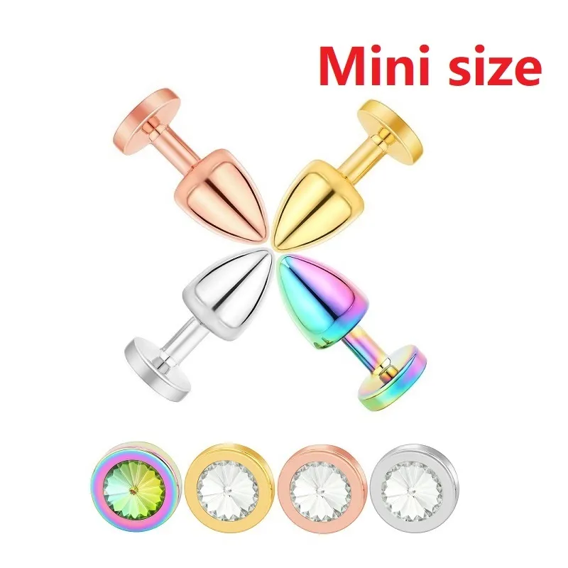 Mini petit petit ensemble Crystal Heart Round rose rose arc-en-ciel en métal Perles anales boucles boucles de bougie insert vibratrice sexy jouet237y3987866