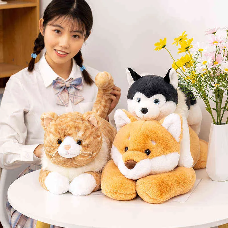CM Simulerade Shiba Inu Husky Polar Bear Cat Peluche Toy fylld mjuk djurkudde Vackra hunddockor för barn babygåvor J220704